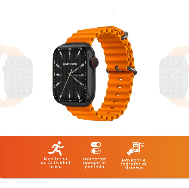 Smartwatch V11 Clasic Con Audifonos Air 7 Pulsos Serie 8 Sport Naranja