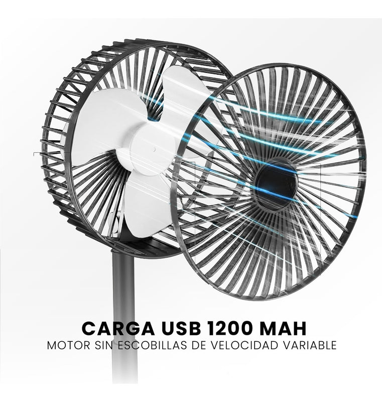 Mini Ventilador De Mesa Portable Potente 3 Velocidades Soporte Para Celular Negro