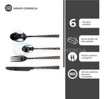 Juego De Cubiertos Set De 24 Piezas Acero Inoxidable Negro