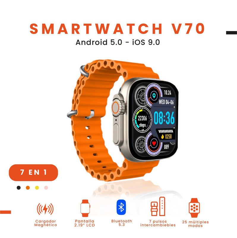 Smart Watch V70 7 Pulsos Diversos Colores Modo Deportivo Android Ios