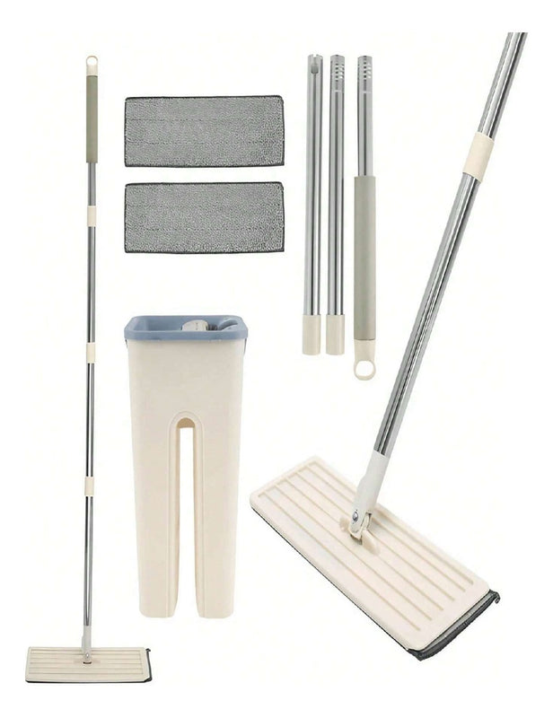 Trapero Plano Con Balde Escurridor Doble Compartimiento Beige 2 Mopas