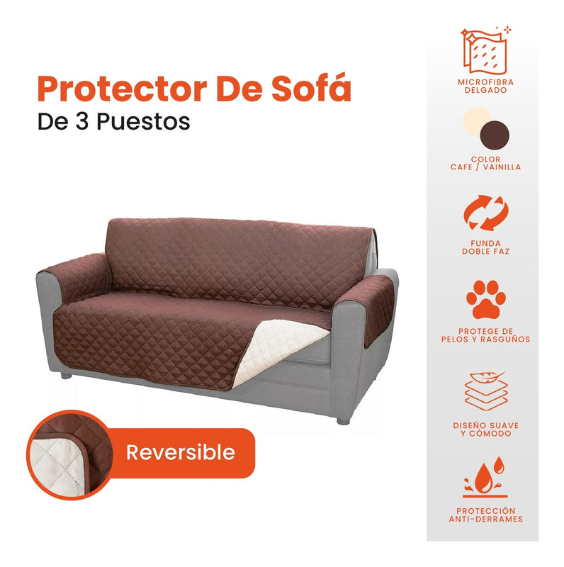 Protector De Sofa De 3 Puestos Doble Cara Semi Impermeable