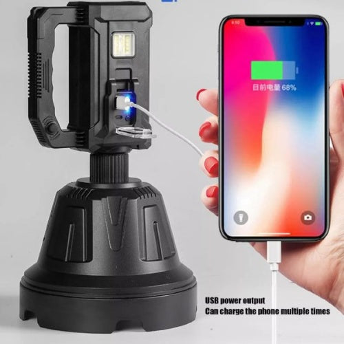 Linterna Alta Potencia Con Base Alcance 500M Power Bank