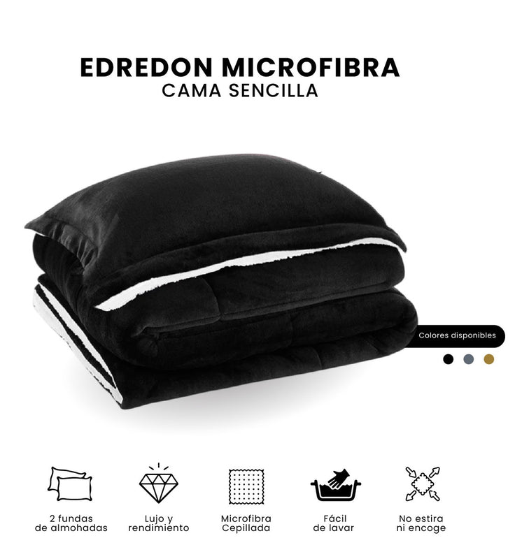 Edredon Cama Sencilla Reversible Ovejero Suave Negro Doble Fas