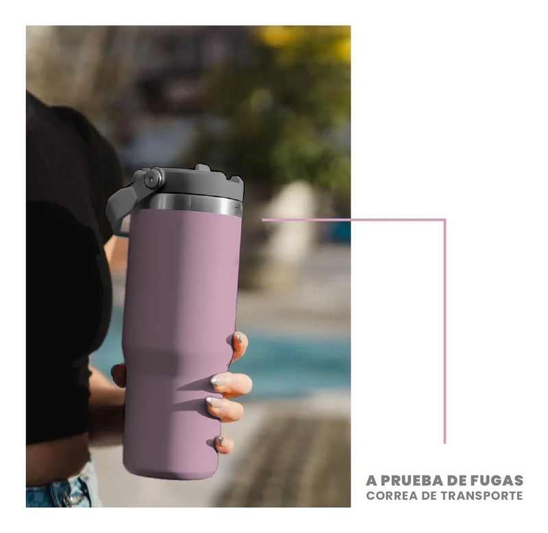 Termo Acero Inoxidable 900Ml Flip Straw Antiderrames