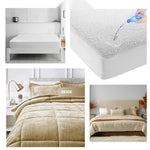 Combo Cubrelecho Termico Doble Funda Ovejero + Protector De Colchon Antifluido