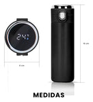 Combo Green Porta Comidas Refractaria Doble Compartimiento Verde Y Termo Botella Digital Negro 420Ml