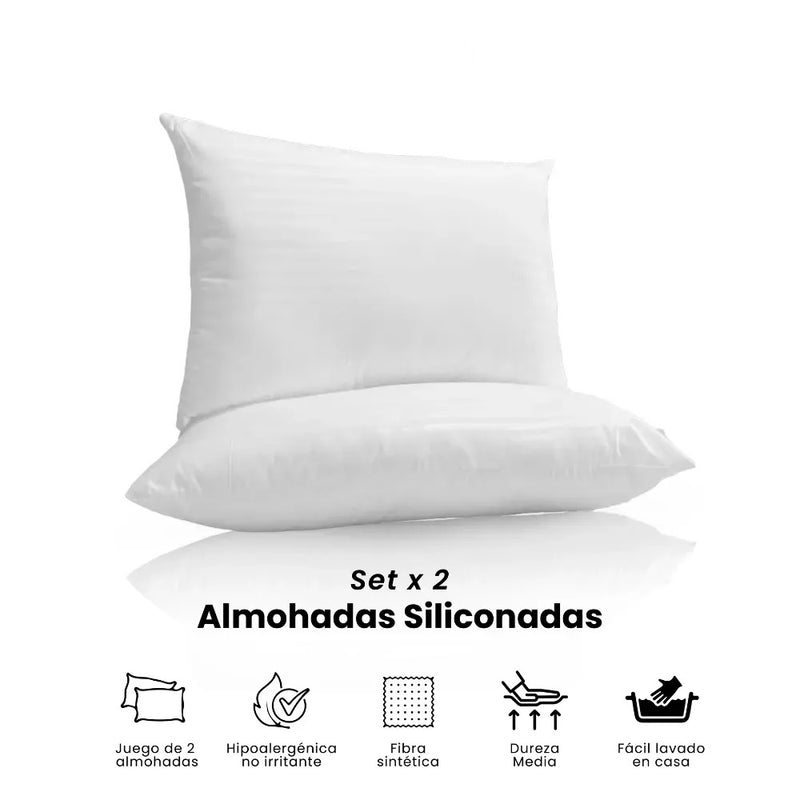 Combo Cubrelecho Beige Termico Cama Doble + 2 Almohadas Confort + Obsequio Fundas Satin