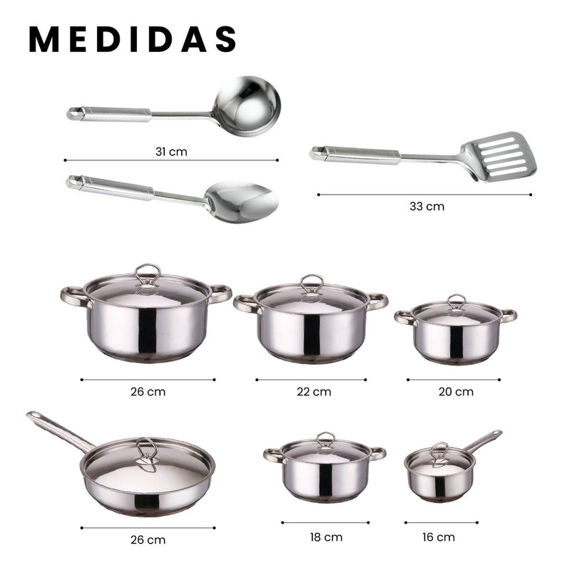 Juego De Ollas Acero Quirurgico Inoxidable 15 Piezas Bekaline Cocina Premium