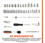 Juego De Copas Rache Puntas Extensor Estuche 46 Piezas