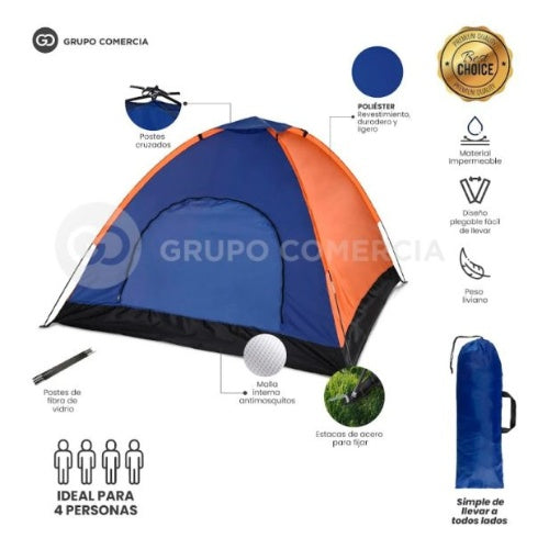 Carpa Camping Para 4 Personas Impermeable Premium Resistente