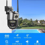 Camara Ip Exterior Doble Lente Wifi Vision Nocturna 360