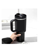 Termo Vaso Conserva Temperatura 1.2 L Acero Inoxidable Con Pitillo Negro Flask