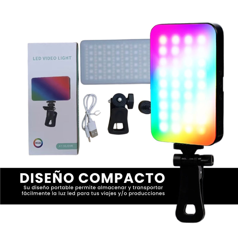 Luz Led Portatil Rgb Spot Mini Para Celular Y Laptop 96 Leds Iluminacion Regulable