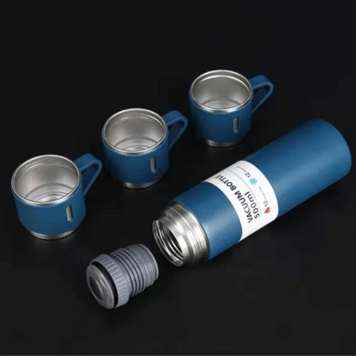 Set Termo De Agua Caliente Vasos Termicos Cafe + 3 Tazas Color Verde