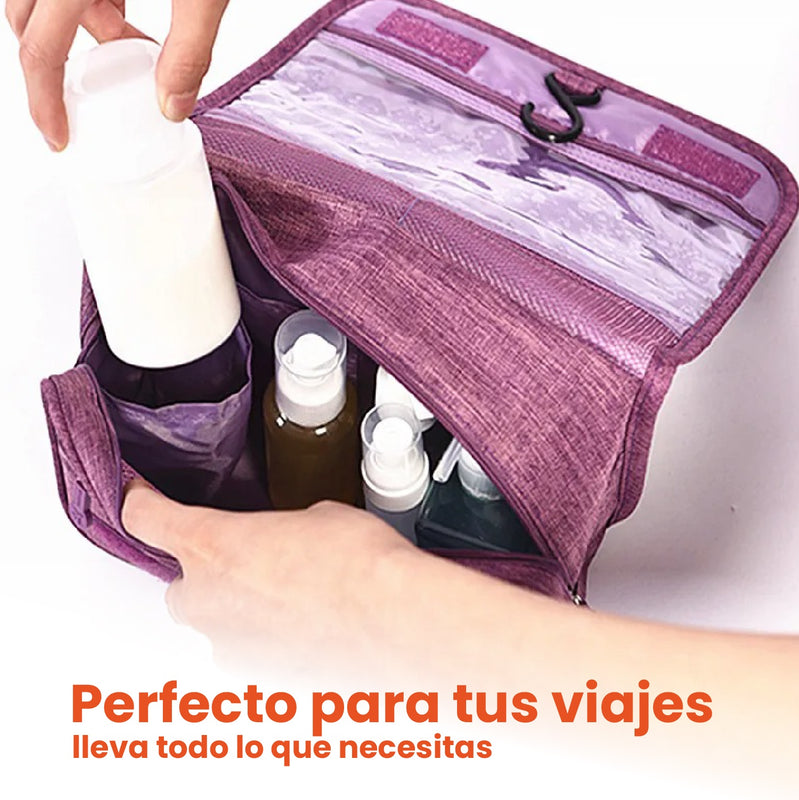 Combo Mochila Viajera + Organizador De Ropa Interior + Organizador Maquillaje Cosmetiquera Rosa