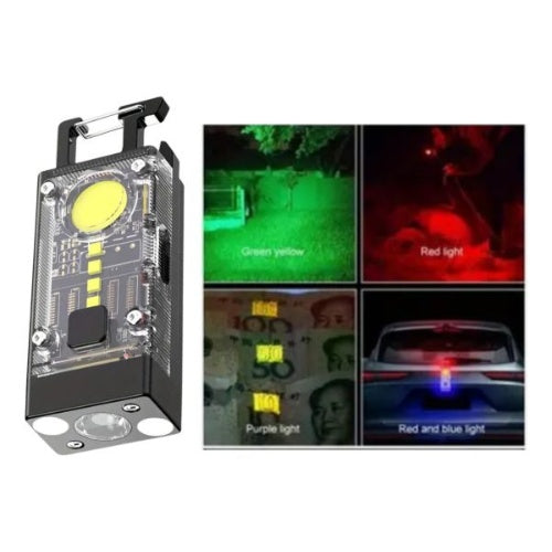 Mini Llavero Linterna Led Con Panel Solar Multifuncion 4 Led Linterna Negro Luz Blanco