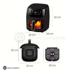 Freidora De Aire 10 Lts Antiadherente Pantalla Digital 2400W Air Fryer