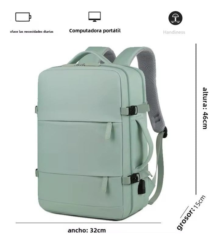 Maleta Morral Para Laptop Puerto Usb Viajero Practico Semi Impermeable Amaz Green