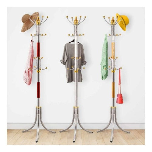 Perchero Acero Inoxidable Elegante De Pie Resistente Home Premium