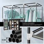 Combo Armario Organizador De Ropa Extra Grande 4 Puertas Y Zapatero 9 Niveles