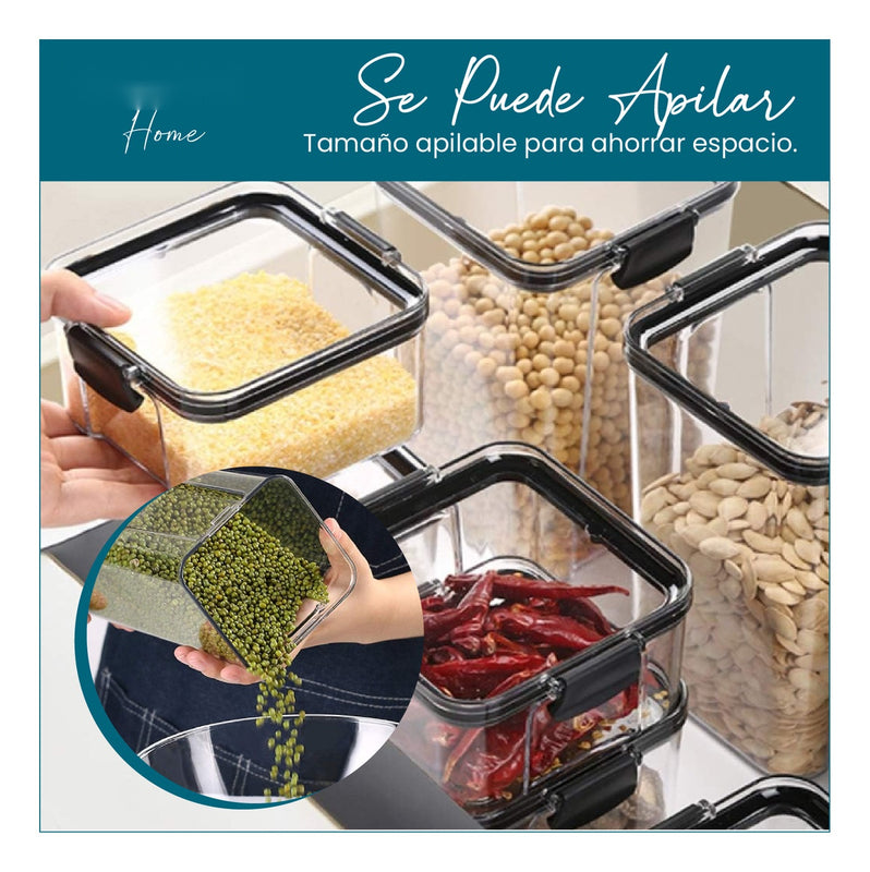 Recipientes Hermeticos 6 Piezas Irrompibles Premium Organizadores De Cocina Alimentos