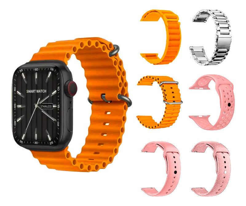 Smartwatch V11 Clasic Con Audifonos Air 7 Pulsos Serie 8 Sport Naranja