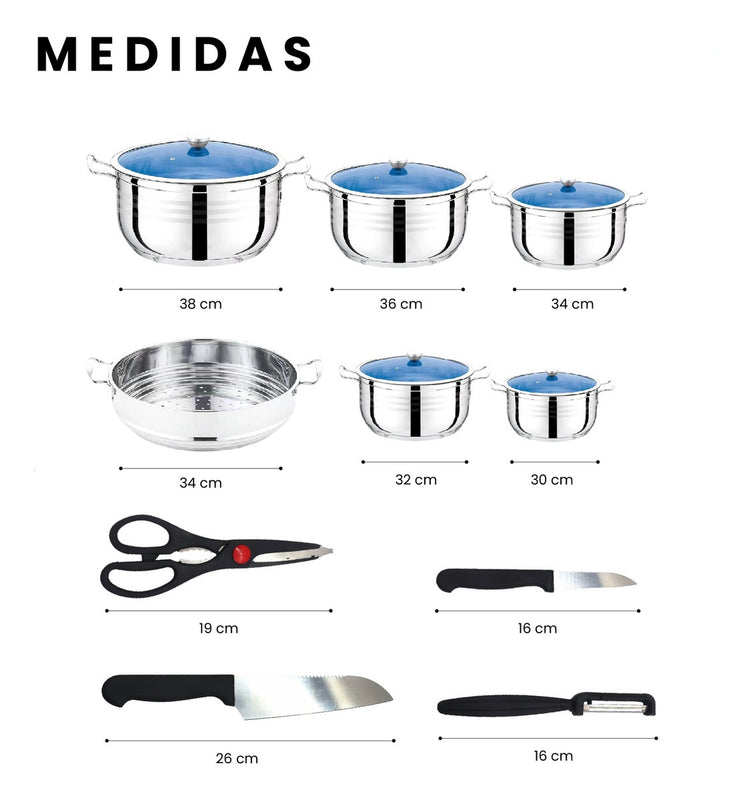 Juego De Ollas 52 Piezas Acero Quirurgico Cocina Completa Madena