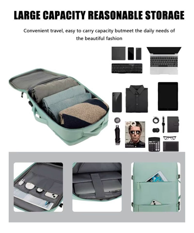 Maleta Morral Para Laptop Puerto Usb Viajero Practico Semi Impermeable Amaz Green