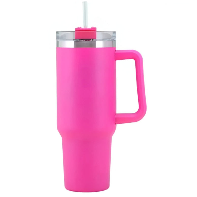 Termo Vaso Conserva Temperatura 1.200Ml Acero Inoxidable Con Pitillo Fucsia