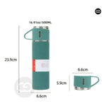 Termo 500Ml Acero Inoxidable Termico +3 Tazas Estuche Regalo