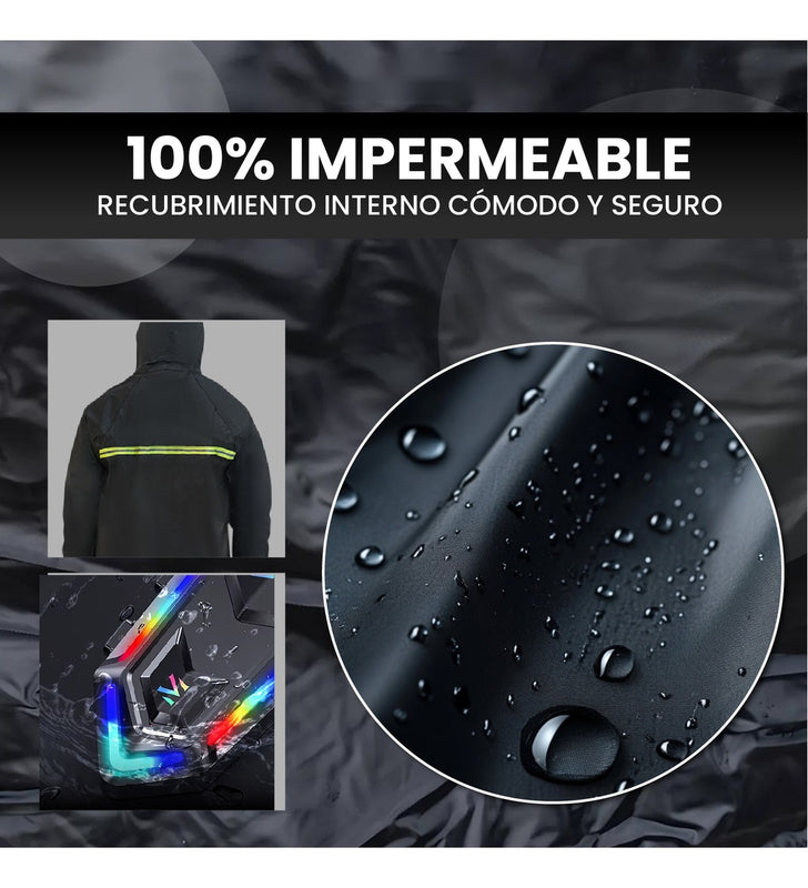Impermeable Motero Talla L Con Intercomunicador Bluetooth Y20 Manos Libres
