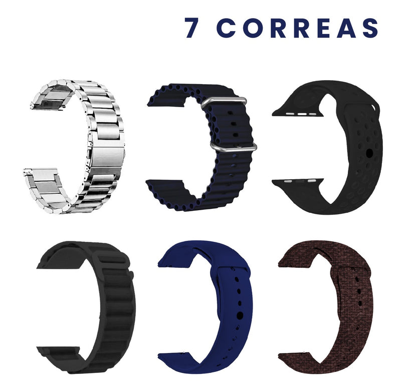Reloj Smartwatch V11 Classic Suit Sport 7 Pulsos Oscuros Con Audifonos