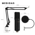 Microfono Condensador Podcast Profesional Brazo Filtro Pop Accesorios