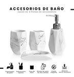 Organizador De Bano 4 Piezas De Lujo Con Dispensador De Jabon Elegante Blanco Mix