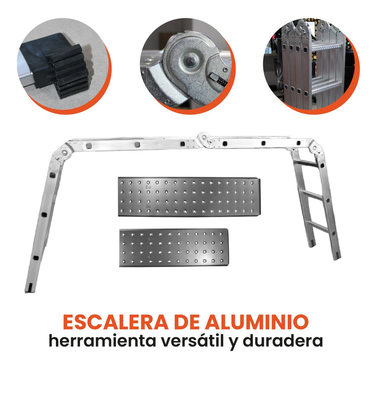 Escalera Todo En 1 Multifuncion 12 Pasos Ajustable Resiste 150 Kilos Multifuncional
