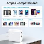 Cargador 1Hora Gar161B Usb Y Tipo C De Pared Carga Rapida Blanco