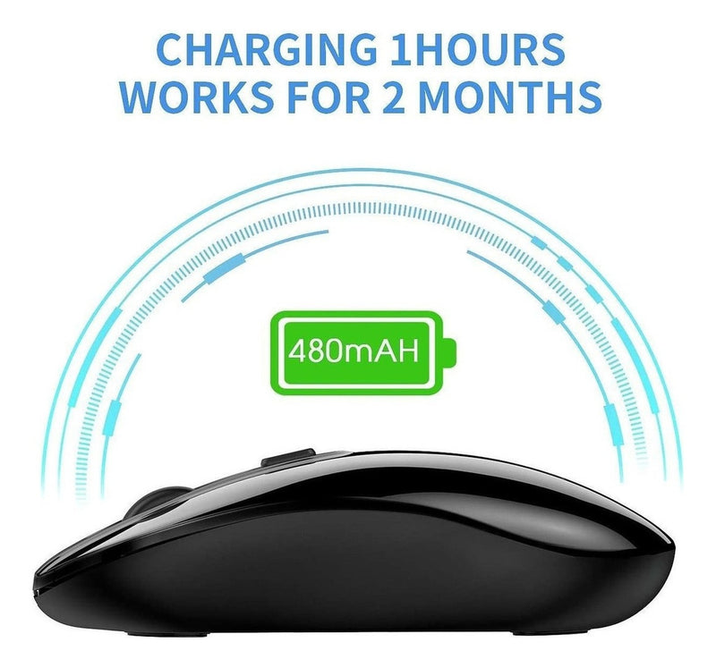 Mouse Inalambrico 2 En 1 Bluetooth 4.0/2.4G Recargable Negro