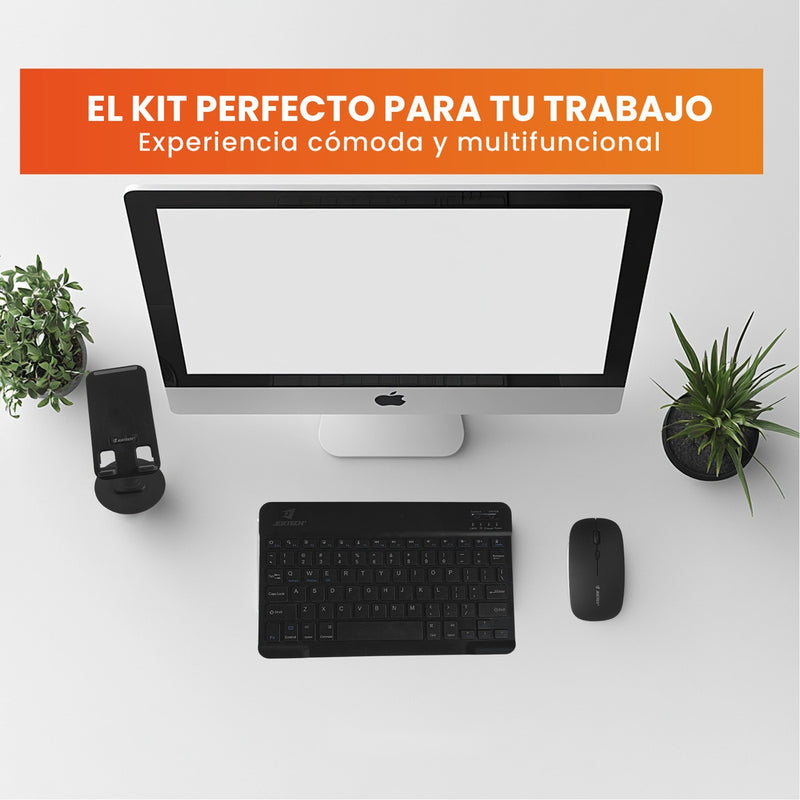Teclado Inalambrico 3 En 1 Jertech Inn Receptor Usb Mouse Soporte Tablet O Celular Portatil