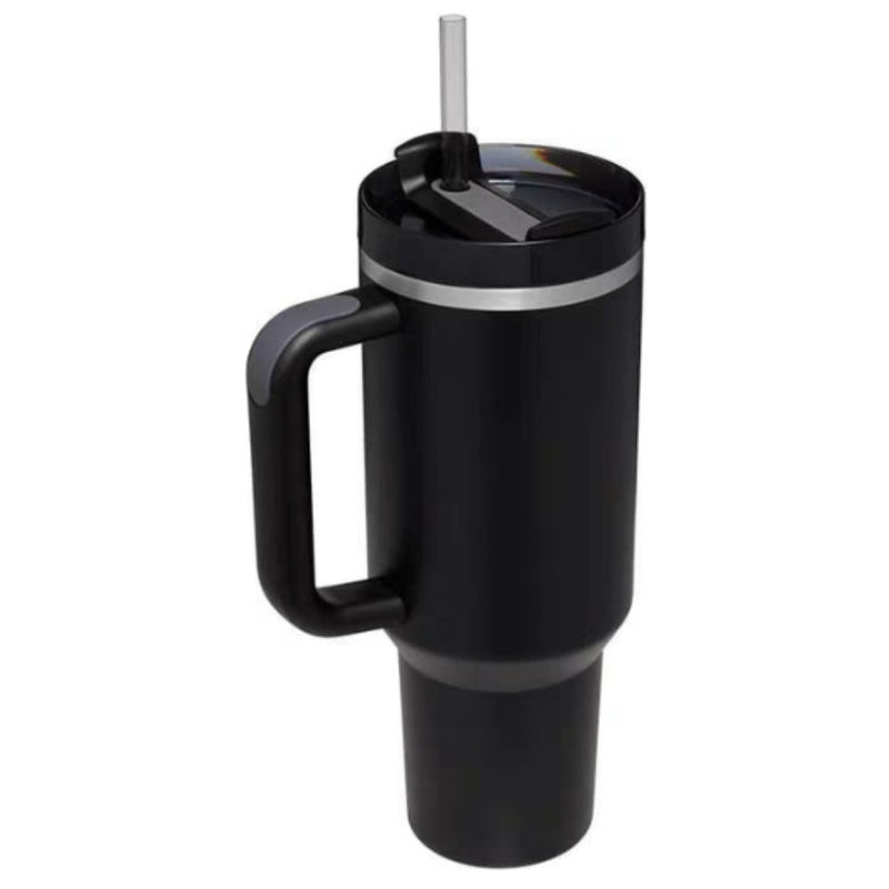Termo Vaso Conserva Temperatura 1.2 L Acero Inoxidable Con Pitillo Negro Flask