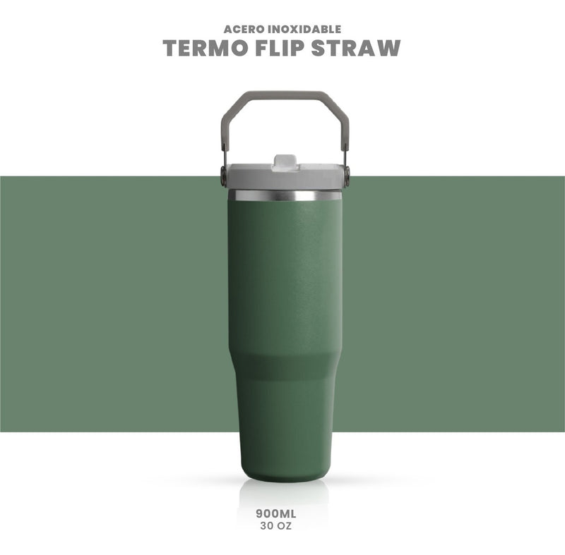 Termo Acero Inoxidable 900Ml Flip Straw Antiderrames