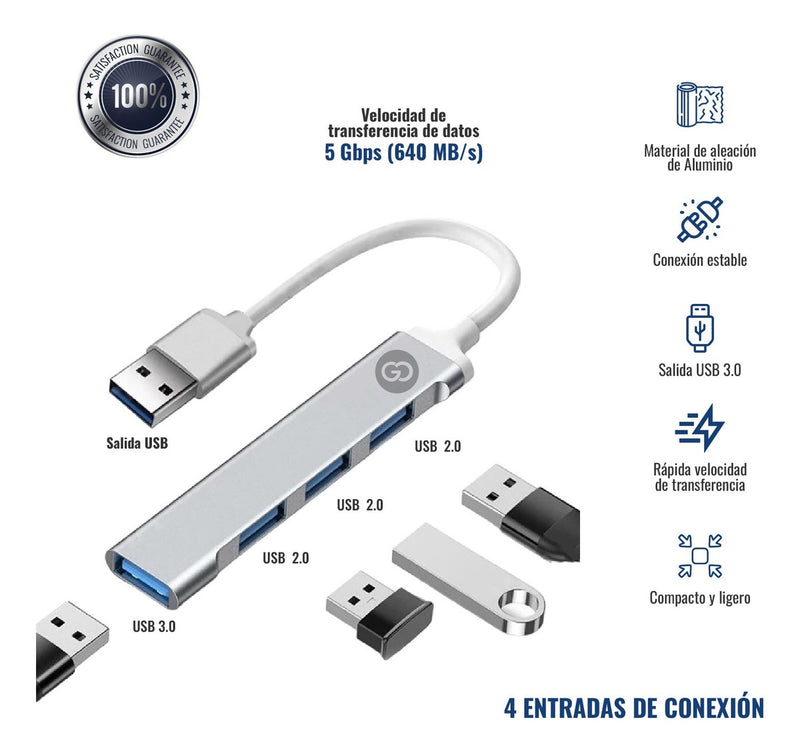 Hub Multipuerto Metalico Usb 3.0 Y 2.0 Innova Tech