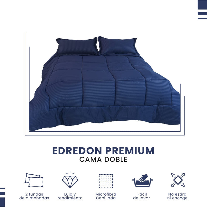 Edredon Cubrelecho Premium Cama Doble Con Fundas Para Almohada