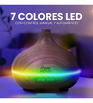 Difusor Ambientador Humidificador Con Luz Rgb 300 Ml Diseno Madera