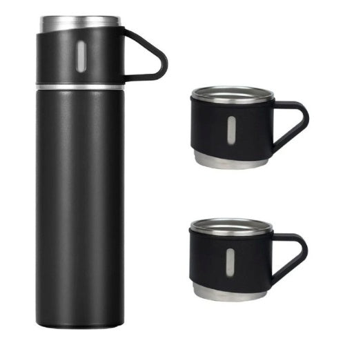 Termo 500Ml Acero Inoxidable Termico +3 Tazas Estuche Regalo
