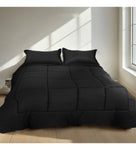 Edredon Fibra Para Cama Queen Tela Suave Negro Grande