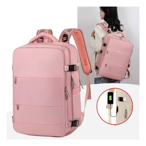 Maleta Morral Para Laptop Puerto Usb Viajero Practico Amaz Rosa Edition