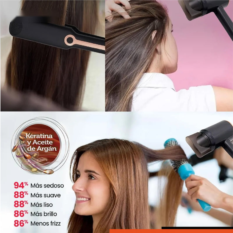 Secador Y Plancha Remiogton Con Aceite De Aguacate Y Macadamia Anti Frizz, Brillo Y Termoprotector