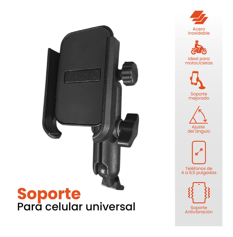 Soporte Celular Para Moto Espejo Metalico De Alta Calidad Ajustable