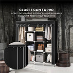 Closet Organizador De Ropa Plegable Armable 4 Puertas Tela Negro